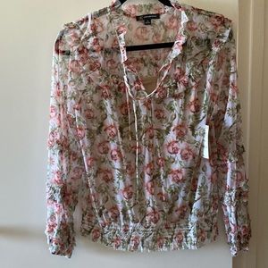 INC International Concepts Women’s Printed Long Sleeves Front-Tie Tops